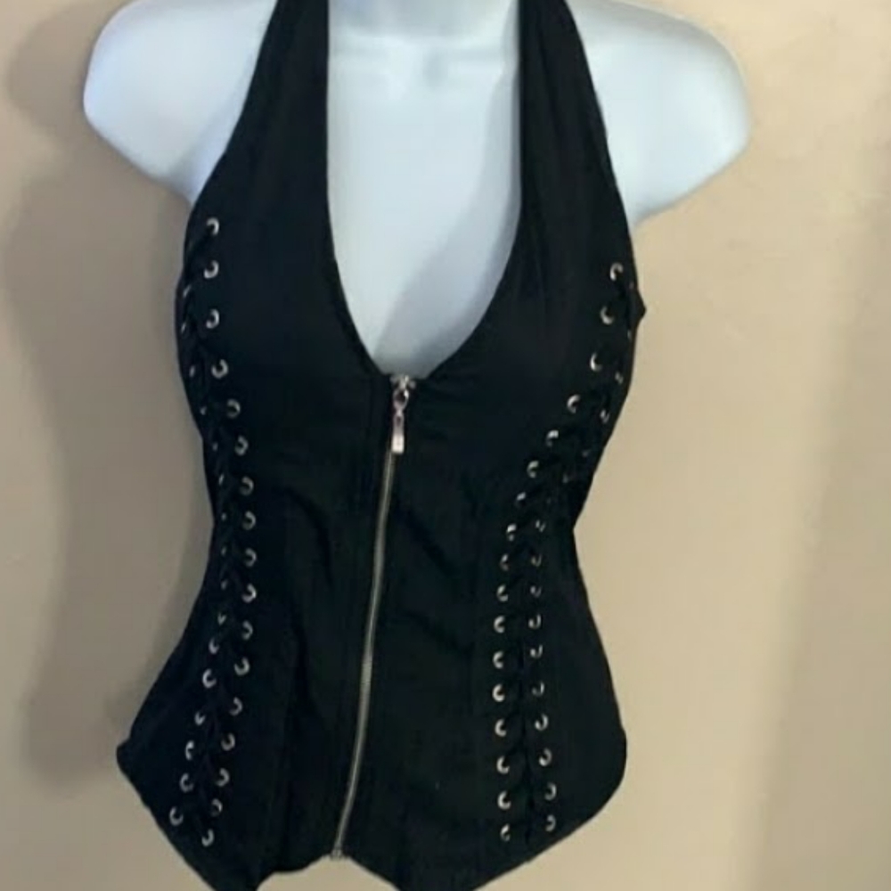 Halter black Gothic shirt extra large